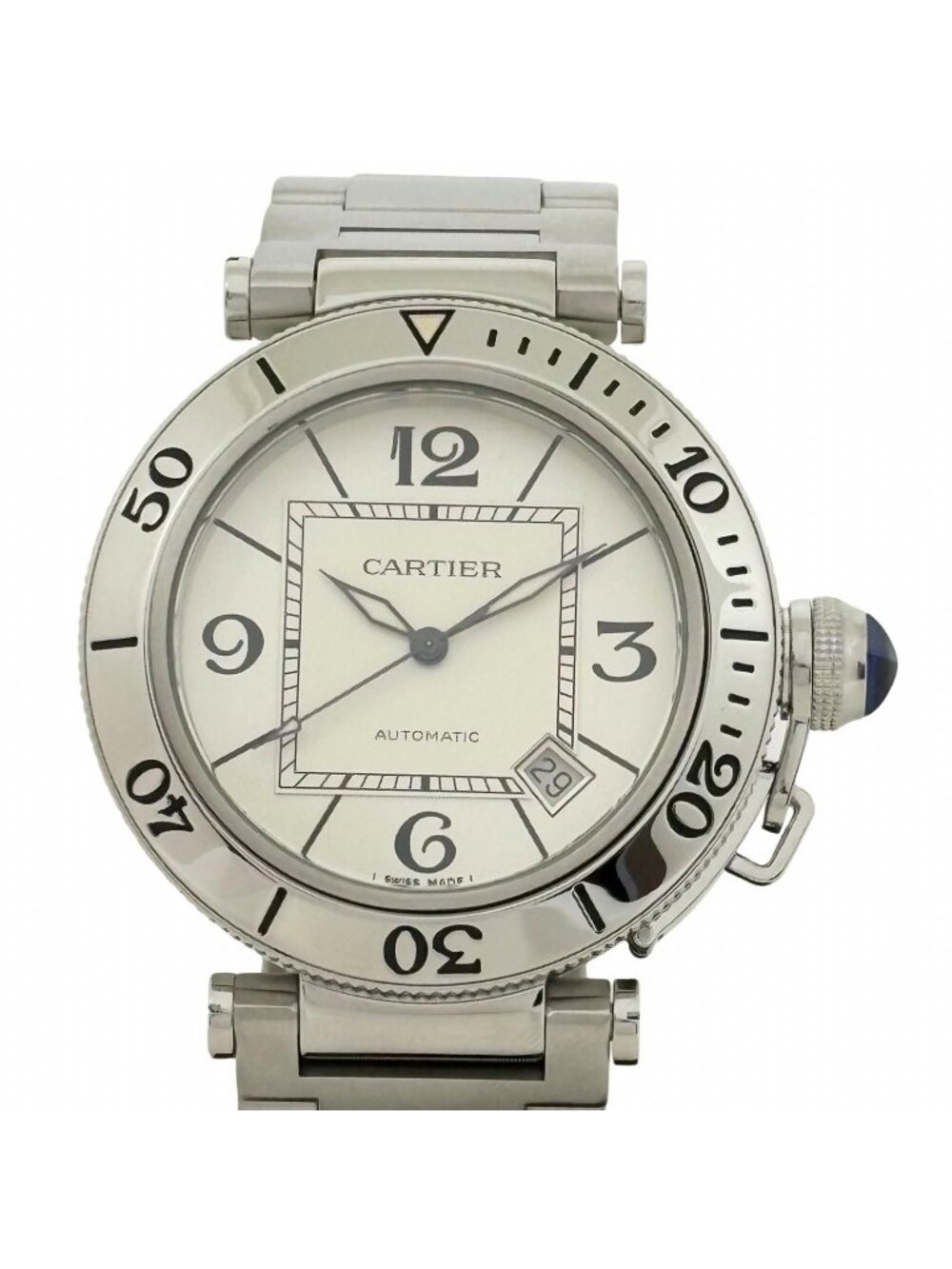 Cartier Pasha Seatimer Silver Watch Stainless Steel Automatic